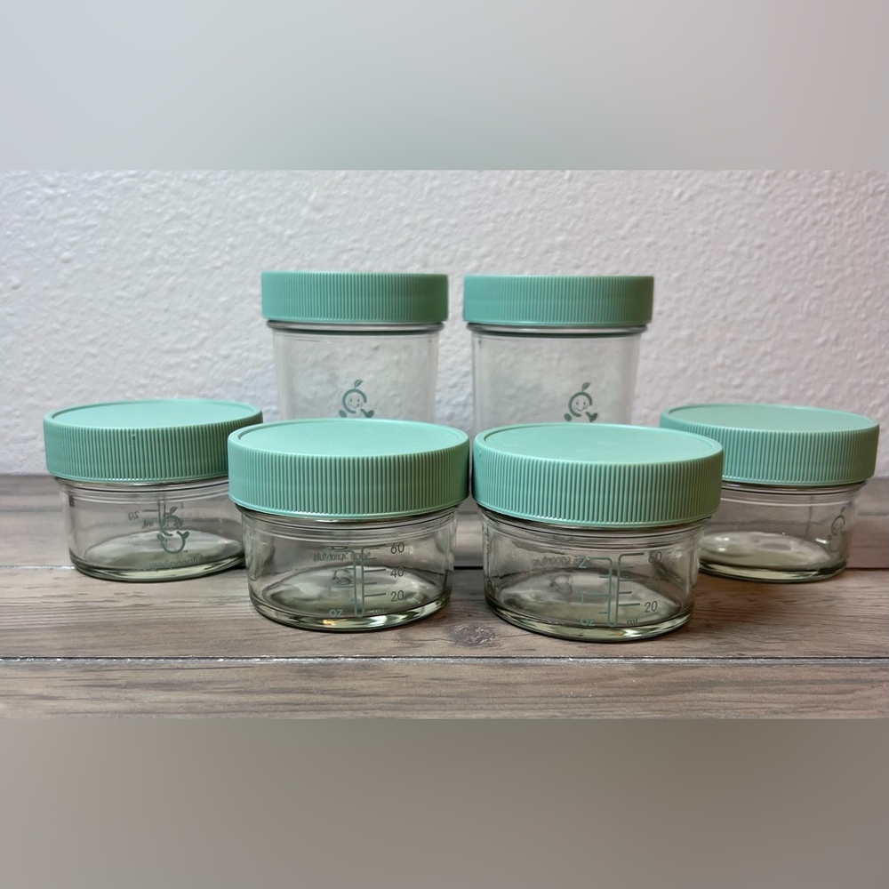 Sage Spoonfuls Glass Baby Food Storage Containers Jars w/Lids set of 6 -BPA Free - Picture 2 of 5